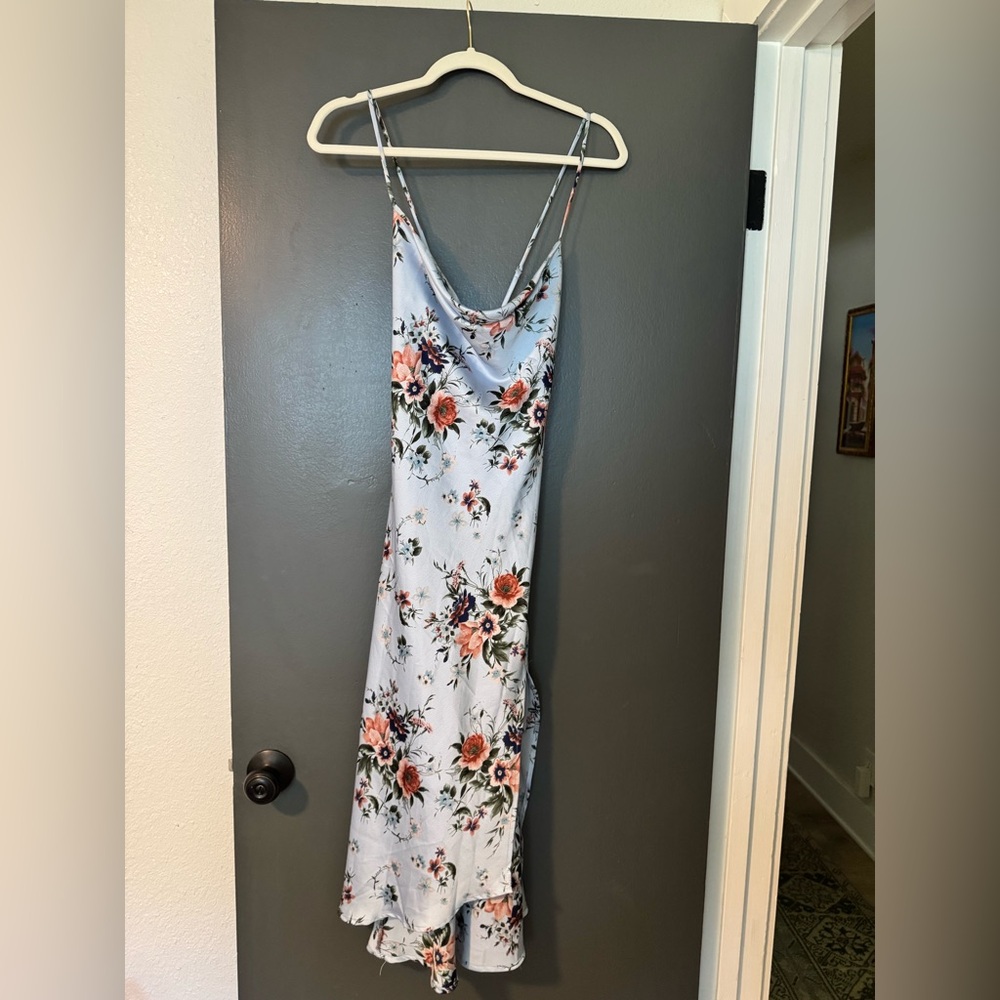Astr Floral Cowl Neck Silky Dress